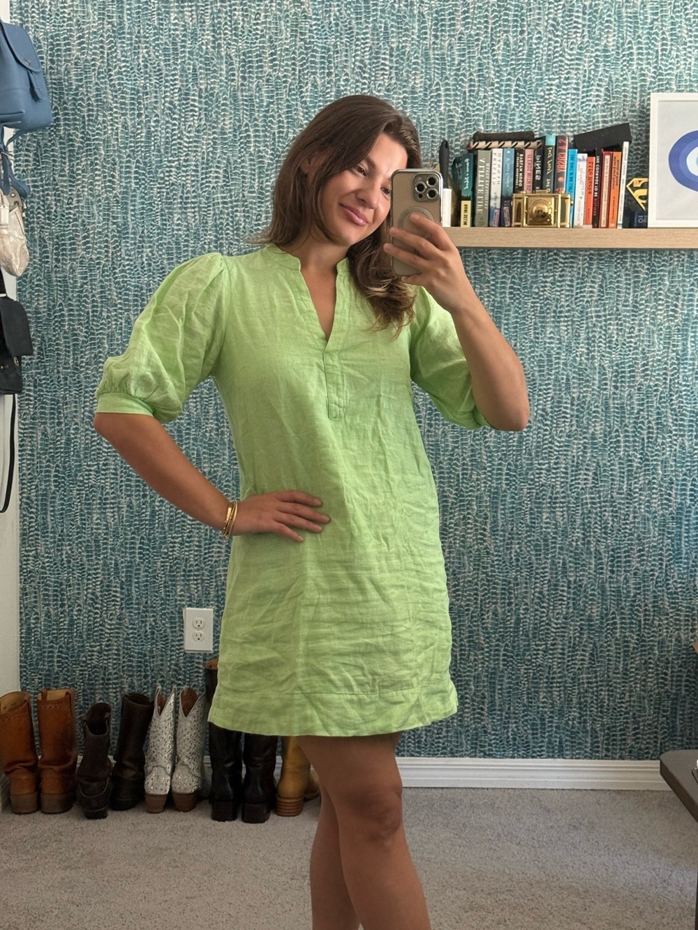 Lily Pulitzer Mialeigh Elbow‎ Sleeve Linen Shift Dress